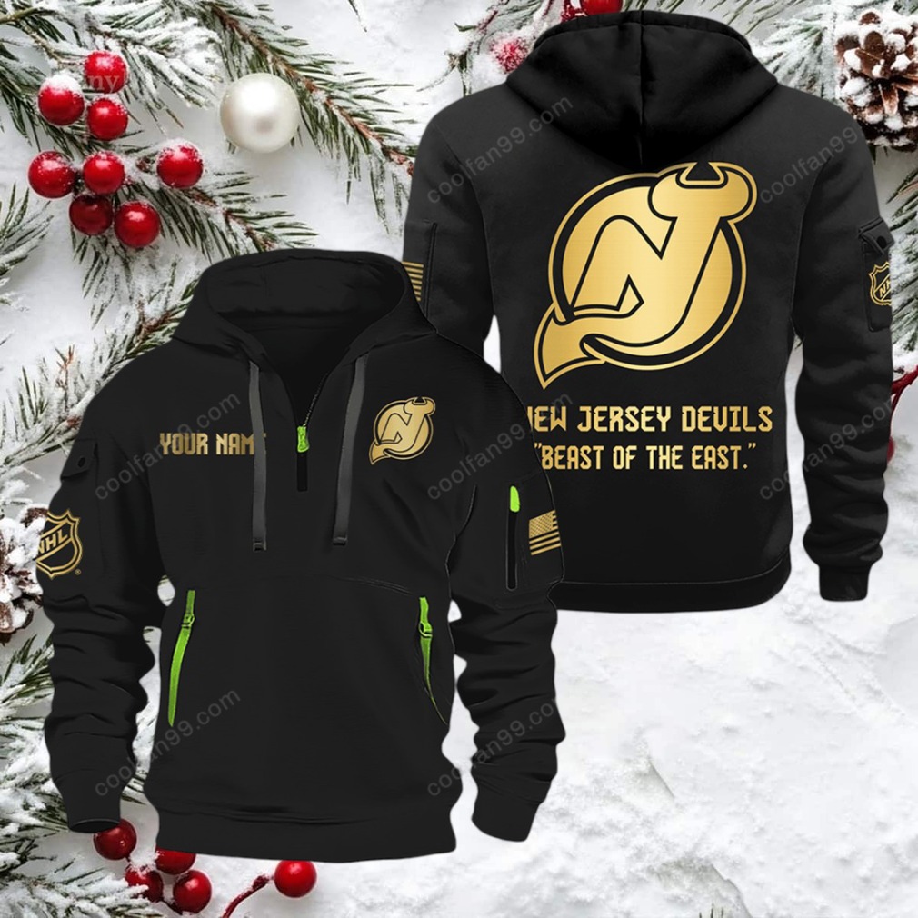 NHL New Jersey Devils Gold Logo Quarter 2026 Zip Hoodie NHL New Jersey Devils Gold Logo Quarter 2026 Zip Hoodie