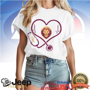 Never Underestimate A Nurse Who Loves Brisbane Lions AFL Heartbeat T Shirt
