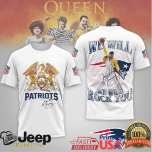 New England Patriots Freddie Mercury Queen “We Will Rock You” Tee New England Patriots Freddie Mercury Queen “We Will Rock You” Tee