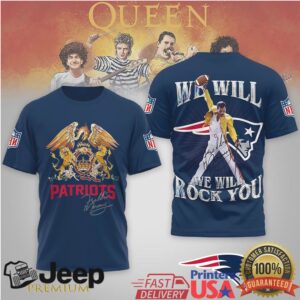 New England Patriots Freddie Mercury Queen “We Will Rock You” Tee