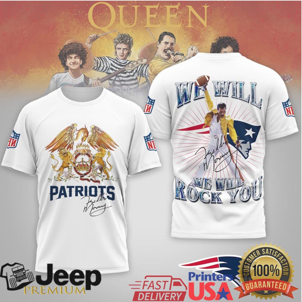 New England Patriots Freddie Mercury Queen “We Will Rock You” Tee New England Patriots Freddie Mercury Queen “We Will Rock You” Tee