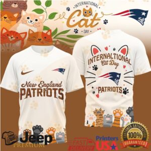 New England Patriots International Cat Day Paw Print Graphic Tshirt
