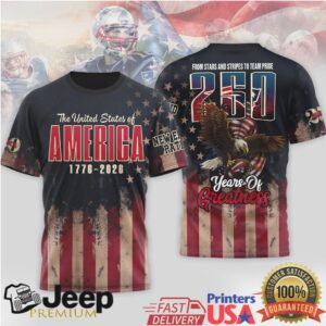 New England Patriots Official NFL 250th Anniversary Of America 3D Shirt