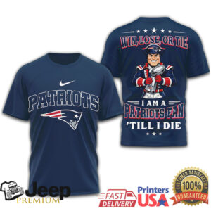 New England Patriots Official NFL Football Fan Till I Die 3D Shirt New England Patriots Official NFL Football Fan Till I Die 3D Shirt