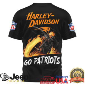 New England Patriots Official NFL Ghost Rider Harley Davidson 3D Shirt New England Patriots Official NFL Ghost Rider Harley Davidson 3D Shirt