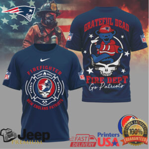 New England Patriots Official NFL Grateful Dead Firefighter 3D Shirt New England Patriots Official NFL Grateful Dead Firefighter 3D Shirt