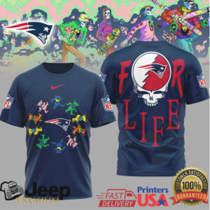 New England Patriots Official NFL Grateful Dead For Life 3D Shirt