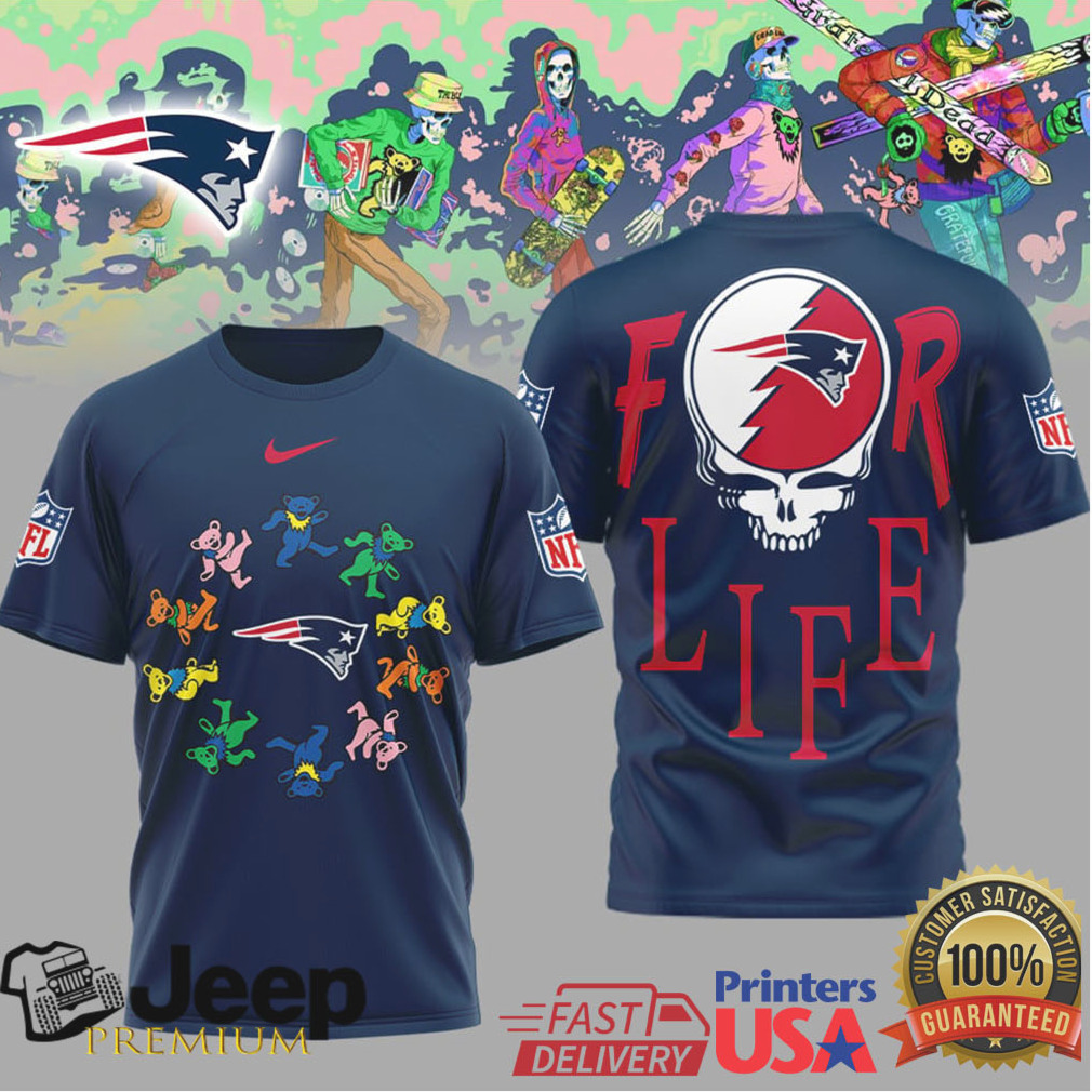 New England Patriots Official NFL Grateful Dead For Life 3D Shirt New England Patriots Official NFL Grateful Dead For Life 3D Shirt