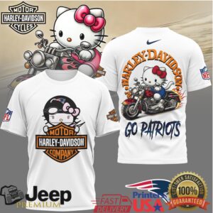 New England Patriots Official NFL Hello Kitty Harley Davidson 3D Shirt New England Patriots Official NFL Hello Kitty Harley Davidson 3D Shirt