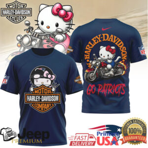 New England Patriots Official NFL Hello Kitty Harley Davidson 3D Shirt