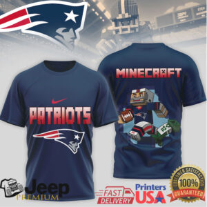 New England Patriots Official NFL Minecraft 3D Shirt New England Patriots Official NFL Minecraft 3D Shirt