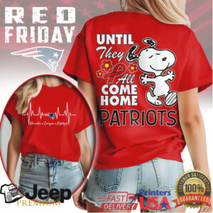 New England Patriots Official NFL Snoopy Red Friday 3D Shirt