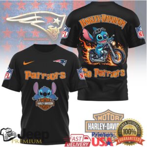 New England Patriots Official NFL Stitch Harley Davidson 3D Shirt