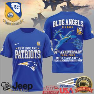 New England Patriots Official NFL U.S Navy Blue Angels 3D Shirt