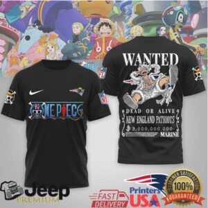 New England Patriots Official NFL Wanted Monkey D Luffy 3D Shirt New England Patriots Official NFL Wanted Monkey D Luffy 3D Shirt