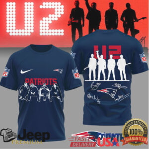 New England Patriots Official NFL and U2 Band 3D Shirt New England Patriots Official NFL and U2 Band 3D Shirt