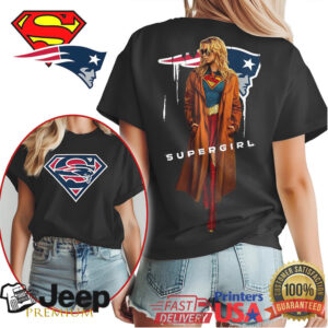 New England Patriots Official NFL x Supergirl T shirt New England Patriots Official NFL x Supergirl T shirt