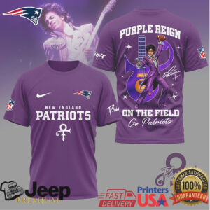 New England Patriots Purple Reign Prince Style Music & Sports Tribute Tee New England Patriots Purple Reign Prince Style Music & Sports Tribute Tee