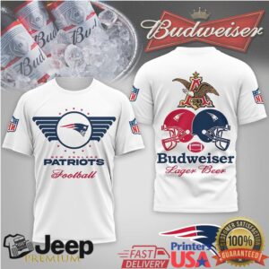 New England Patriots x Budweiser Lager Beer Heritage T Shirt