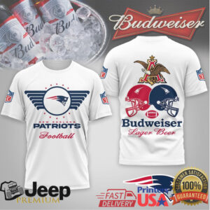 New England Patriots x Budweiser Lager Beer Heritage T Shirt