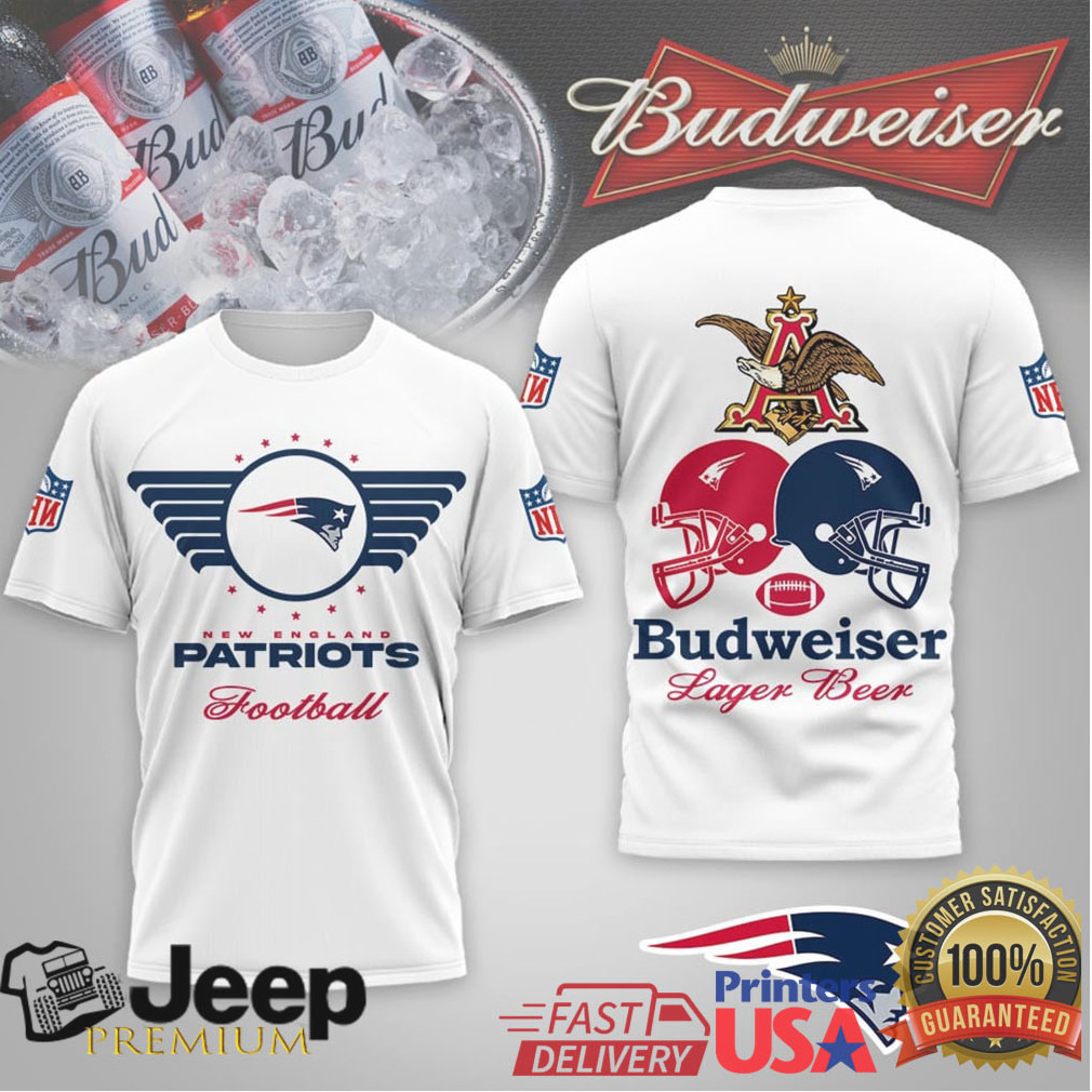 New England Patriots x Budweiser Lager Beer Heritage T Shirt New England Patriots x Budweiser Lager Beer Heritage T Shirt