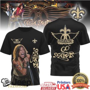 New Orleans Saints Aerosmith Steven Tyler Tshirt