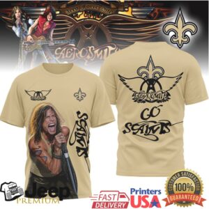 New Orleans Saints Aerosmith Steven Tyler Tshirt