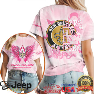 New Orleans Saints Breast Cancer Awareness Pink Ribbon Hope For A Cure T Shirt