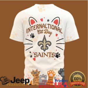 New Orleans Saints International Cat Day Cute Cat Ears 3D Tshirt New Orleans Saints International Cat Day Cute Cat Ears 3D Tshirt