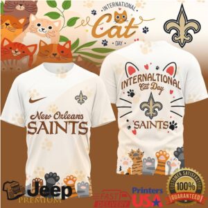 New Orleans Saints International Cat Day Cute Cat Ears 3D Tshirt