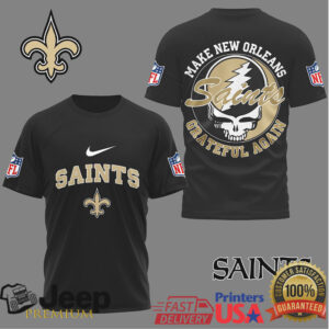 New Orleans Saints Make New Orleans Grateful Again NFL Skull Tee New Orleans Saints Make New Orleans Grateful Again NFL Skull Tee