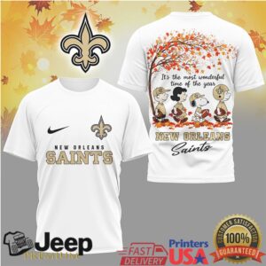 New Orleans Saints Snoopy Peanuts Fall Autumn Football Tshirt