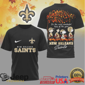 New Orleans Saints Snoopy Peanuts Fall Autumn Football Tshirt