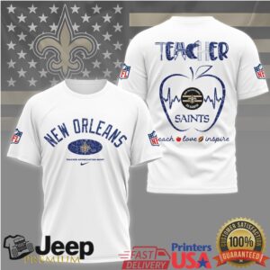 New Orleans Saints Teacher Appreciation Night Teach Love Inspire Tshirt