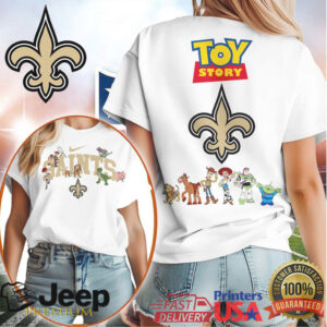 New Orleans Saints x Toy Story Characters Mashup White T Shirt New Orleans Saints x Toy Story Characters Mashup White T Shirt