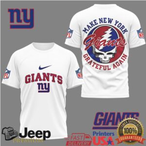 New York Giants Make New York Grateful Again Bolt Skull Fan T Shirt