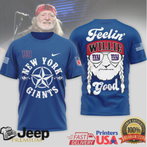 New York Giants Official NFL Willie Nelson 3D Shirt New York Giants Official NFL Willie Nelson 3D Shirt