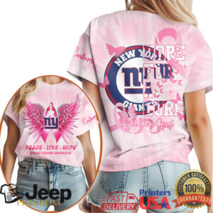 New York Giants Pink Ribbon Breast Cancer Awareness Custom Tie Dye Shirt