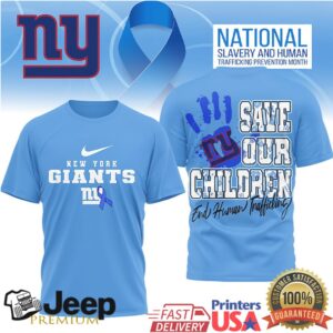 New York Giants Save Our Children Human Trafficking Awareness Tshirt
