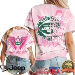 New York Jets Breast Cancer Awareness Pink Wings Tie Dye T Shirt