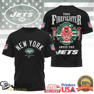 New York Jets Firefighter “This Firefighter Loves The Jets” Hero Tshirt