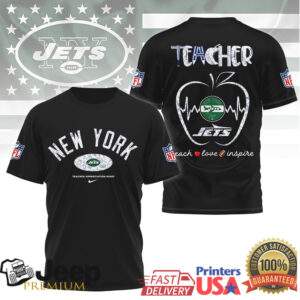 New York Jets Nfl Teacher Appreciation Apple Heartbeat Shirt