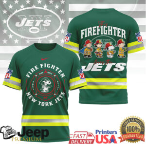 New York Jets Official NFL Snoopy Firefighter 3D Shirt New York Jets Official NFL Snoopy Firefighter 3D Shirt