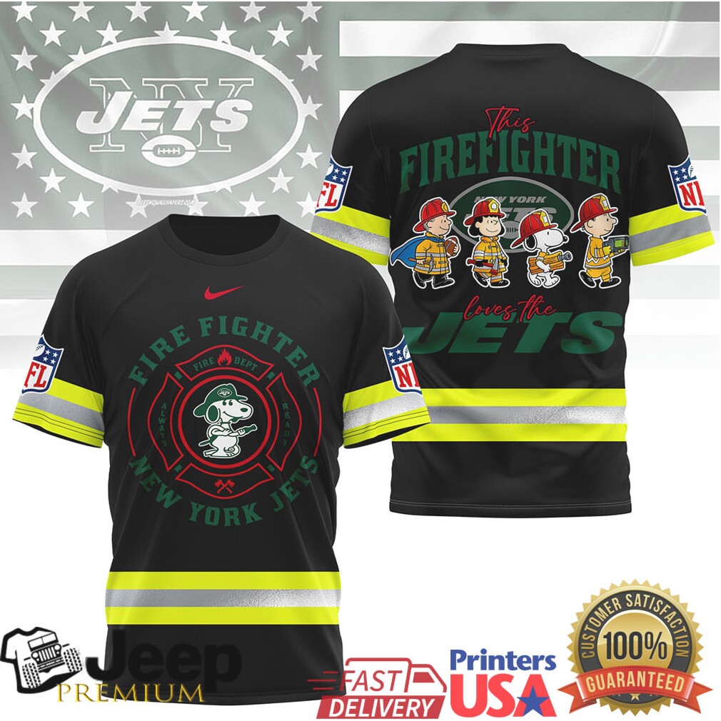 New York Jets Official NFL Snoopy Firefighter 3D Shirt New York Jets Official NFL Snoopy Firefighter 3D Shirt