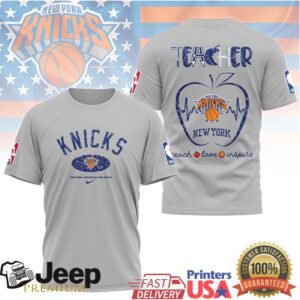 New York Knicks Teacher Appreciation Shirt Teach Love Inspire NBA Basketball Apple