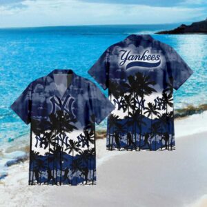 New York Yankees MLB Navy Tropical Hawaiian Shirt Sunset Beach Baseball Design