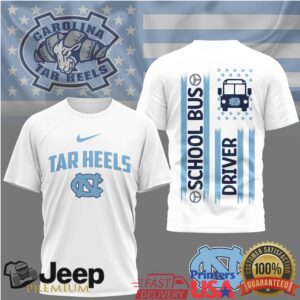 North Carolina Tar Heels Official NCAA School Bus Driver 3D Shirt