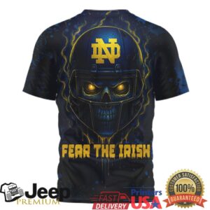Notre Dame Fighting Irish Fear The Irish Skull Helmet 3D All Over Print T Shirt