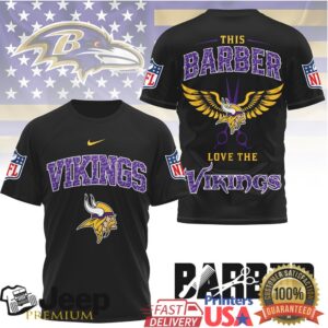 Minnesota Vikings Official NFL Barber Fan 3D Shirt