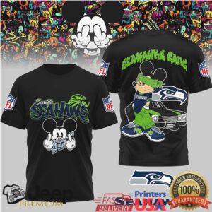 Seattle Seahawks Official NFL Gangsta Mickey 3D Shirt